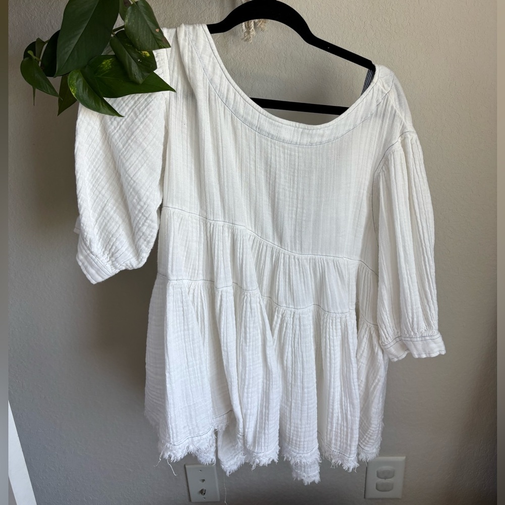 FREE PEOPLE Women’s White Babydoll Every Move You Make Gauze Top Size XS